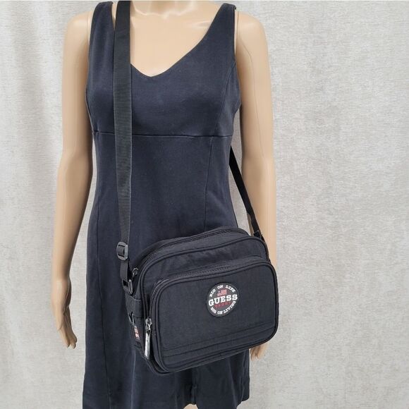 Guess 90's Vintage Black Crossbody Satchel Unisex - Picture 1 of 12